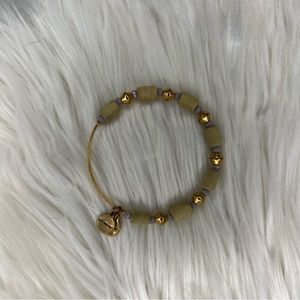 Alex and Ani Palm Wildberry Rafaelian Gold Wooden Beaded Bangle Bracelet